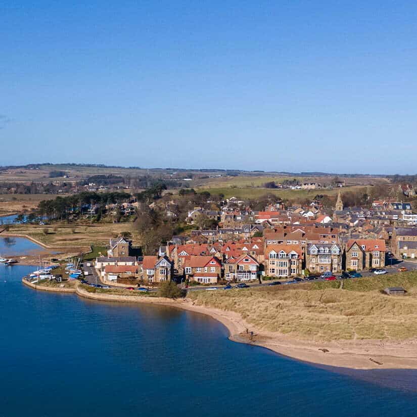 Houses on the spectacular Northumberland coast 