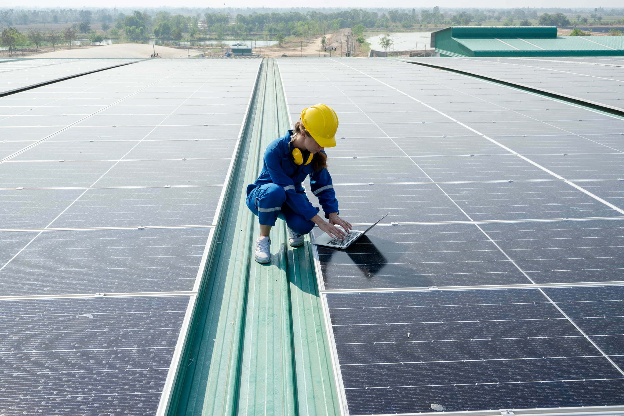 Checking solar panels 