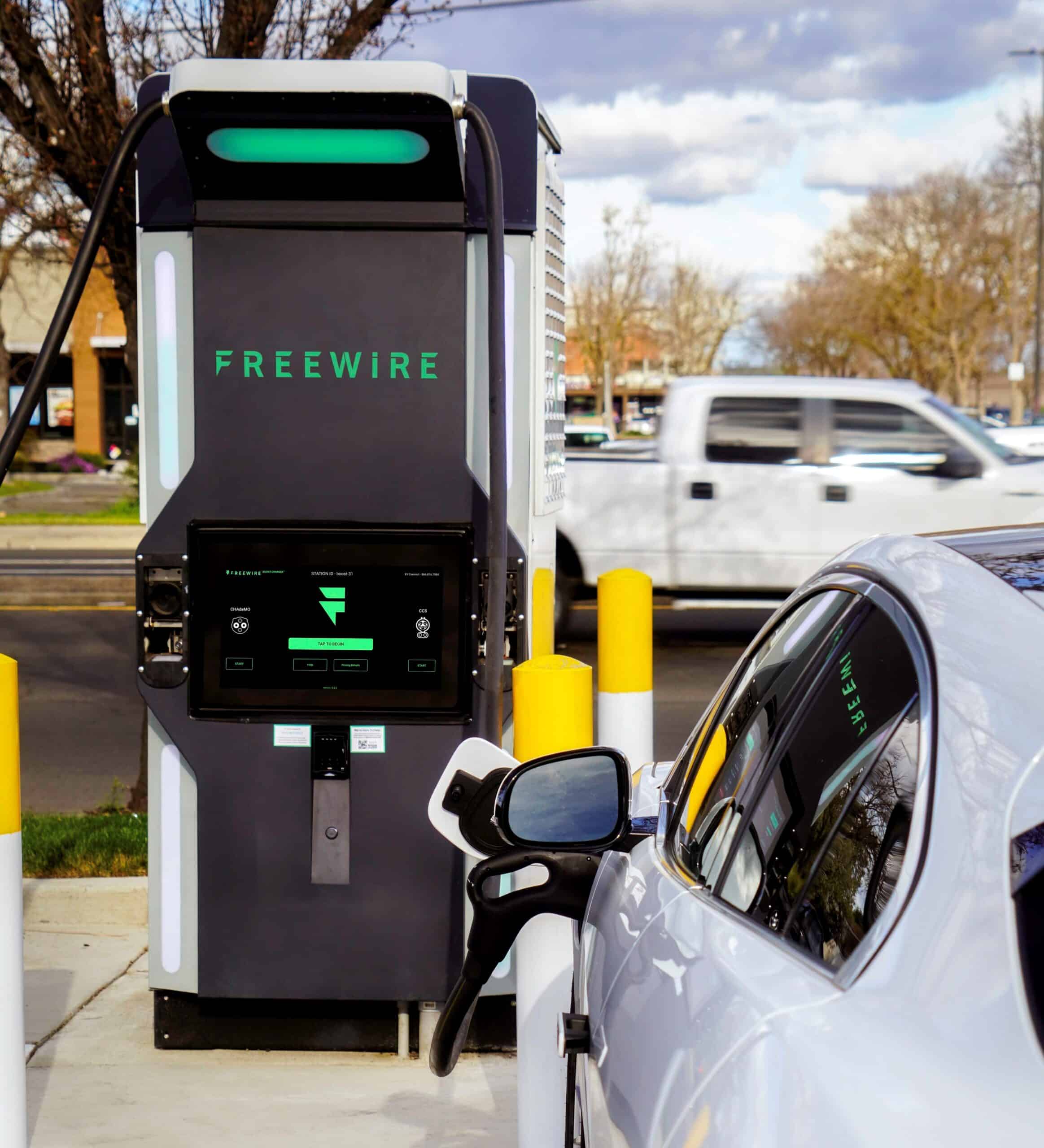 A FreeWire BoostCharger charging an EV 