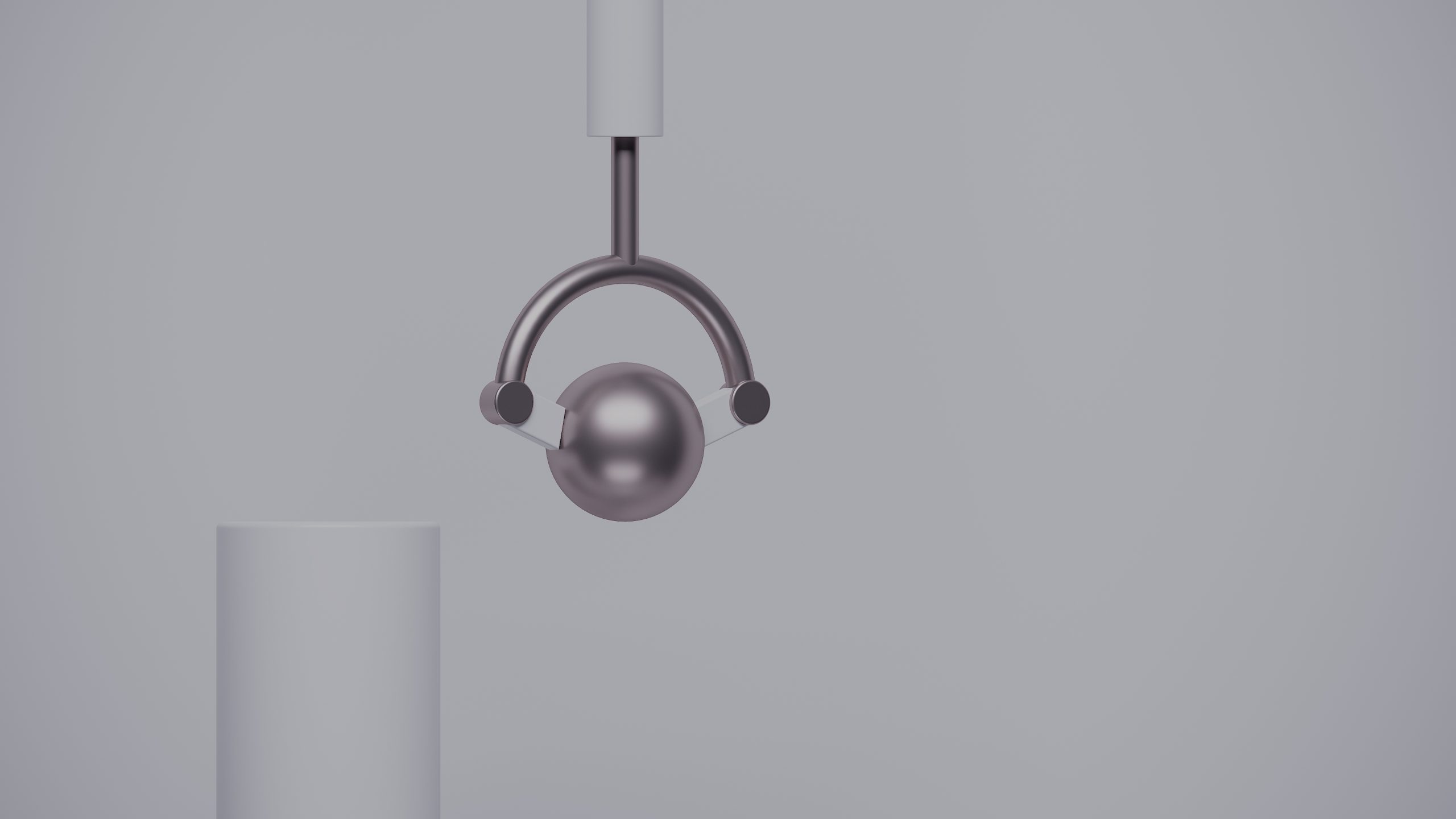 Precision tool holding a metallic sphere above a platform, symbolising Tharsus' commitment to innovation and excellence.